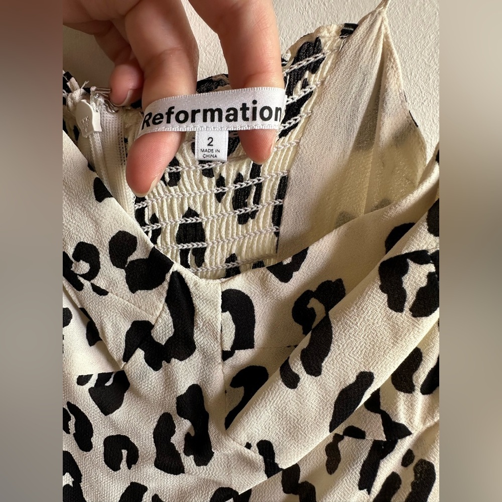 NWT size 2 Reformation Juliette Dress in Snow Leopard - Picture 9 of 12